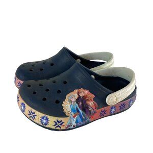 CROCS Disney Frozen Elsa Anna Little Girls Sz 1 Slip On Clog Sandals‎